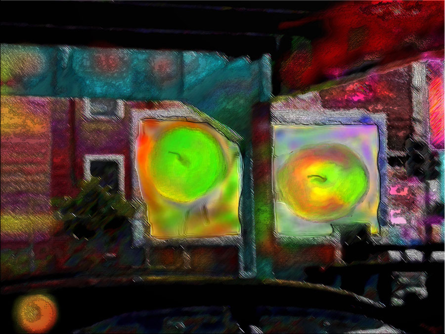 008-Everything-IS-Sarah-Curtiss-Grace-Art-Group-abstract-Adam and Eve Abstract image with two apples on giant billboards...kind of