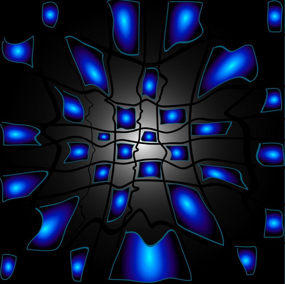 Black and blue warped checkerboard from Nickel and Dime Checkerboard book by Sarah Curtiss