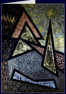 View cards from art by Costa Rican artist William Solis. This one is called Elements.