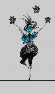 Acrobat lady juggling